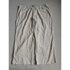 NWT Womens Pants-AVENUE-beige "Pull On Linen Pant" elastic waist straight-22/24